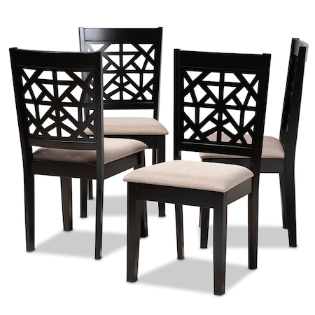 Baxton Studio Jackson Sand Upholstered and Espresso Wood 4-Piece Dining Chair Set 166-10764